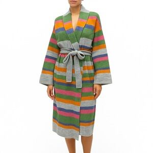 Stitches & Stripes Ultra Soft Multi Colored Striped Duster Cardigan Waist tie
